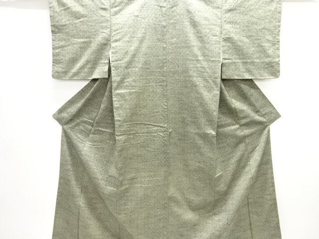 JAPANESE KIMONO / ANTIQUE KIMONO / SILK / TSUMUGI / WOVEN ABSTRACT PATTERN